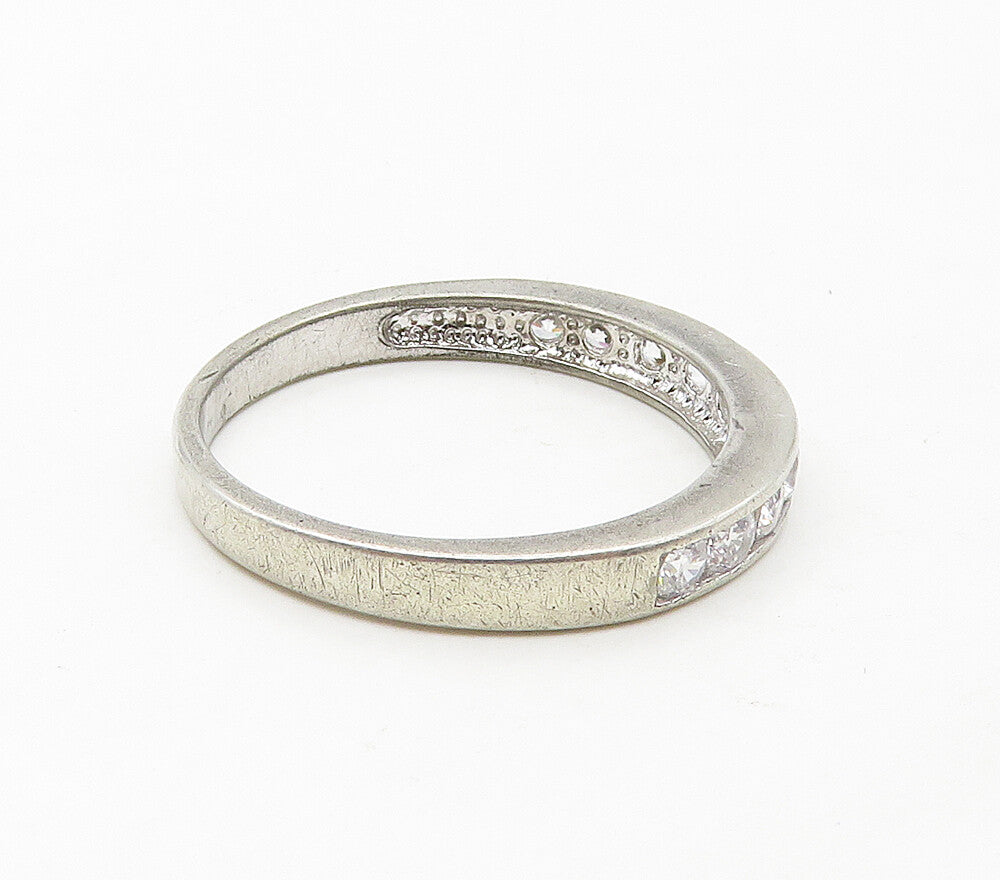 925 Sterling Silver  Sparkling Cubic Zirconia Smooth Band Ring Sz 9  RG16951