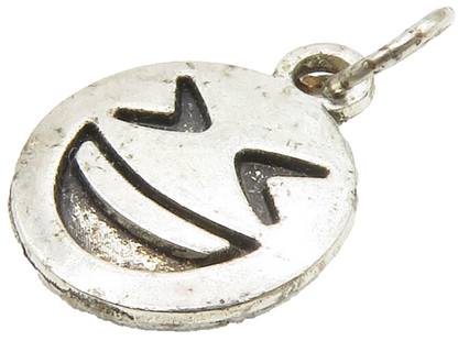 925 Sterling Silver  Petite Grinning Squinting Emoji Drop Pendant  PT13083