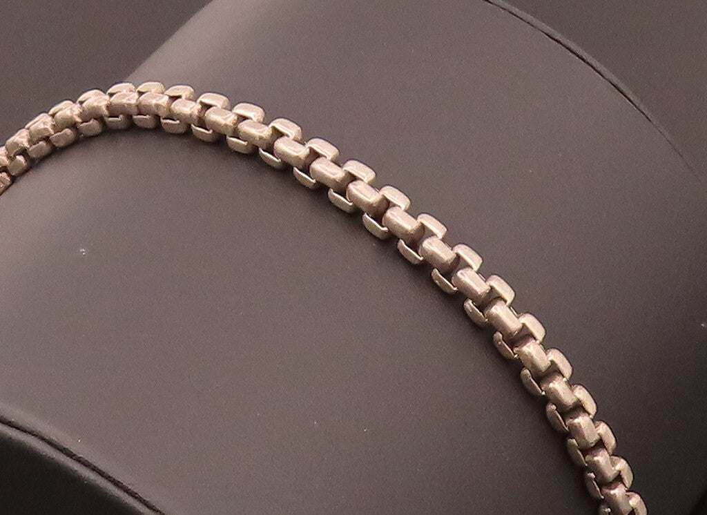 925 Sterling Silver  Vintage Box Chain 3D Bracelet  BT9807