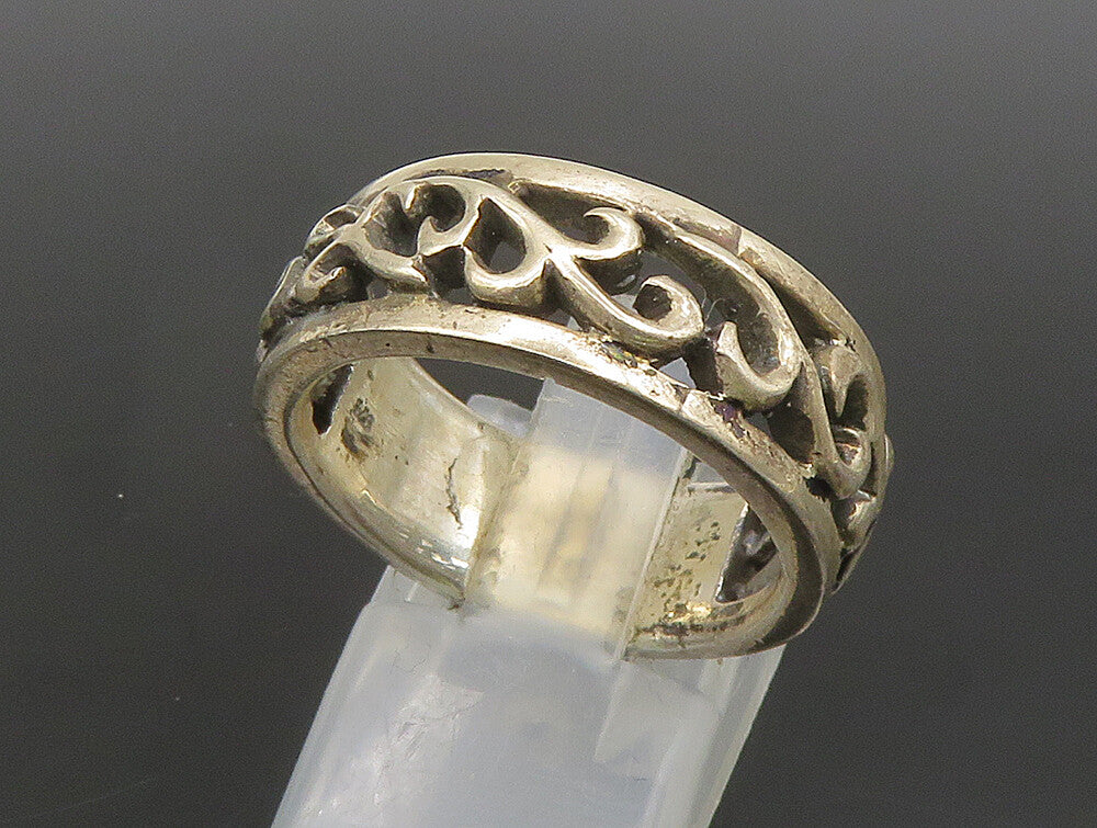 925 Sterling Silver  Vintage Vine Swirl Cutout Band Ring Sz 9  RG24487