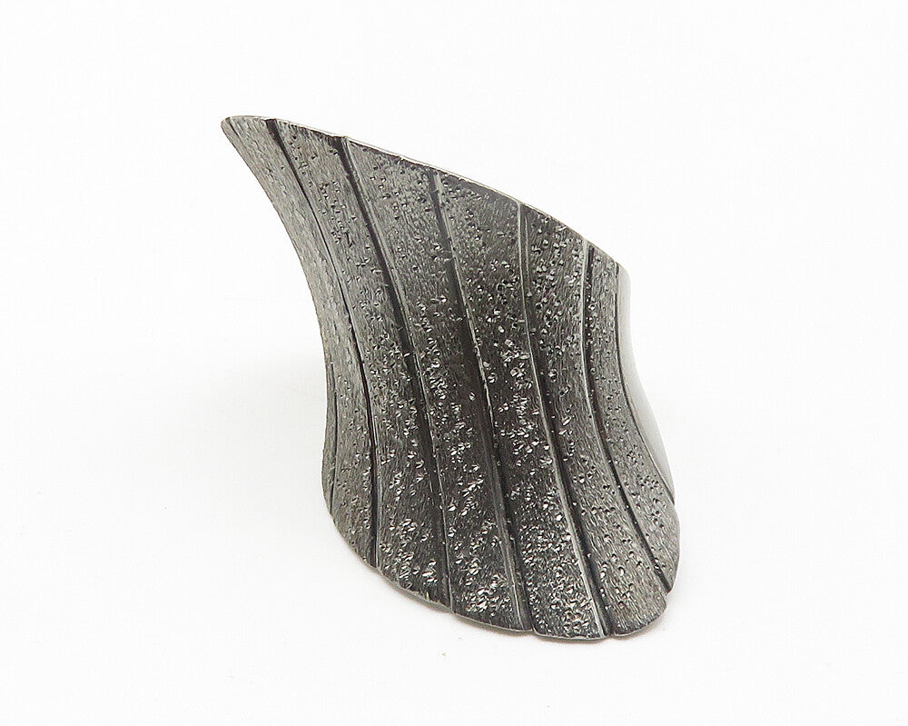 JACMEL 925 Sterling Silver  Vintage Dark Tone Textured Band Ring Sz 8  RG11609