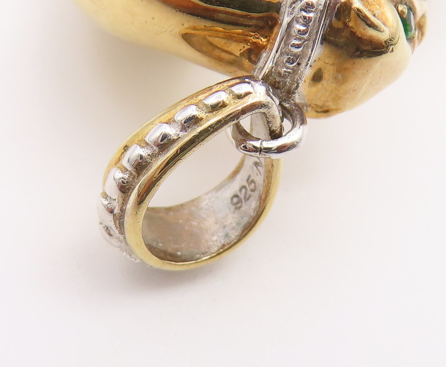 925 Sterling Silver Vintage Pendant Gold Plated MICHAEL VALITUTTI Jade  PT26498