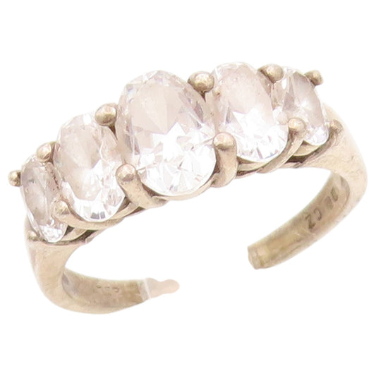 925 Sterling Silver Vintage Ring Elegant Oval Cut White Topaz Band Sz 7 RG36448