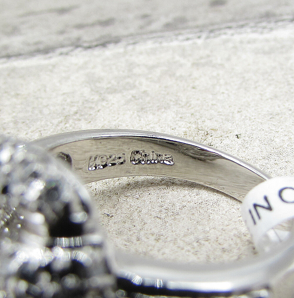 925 Sterling Silver  White Cubic Zirconia Belt Style Band Ring Sz 6  RG1576