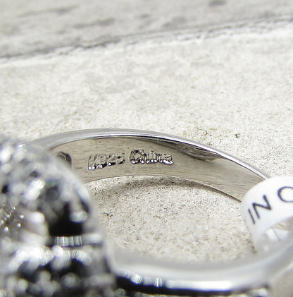 925 Sterling Silver  White Cubic Zirconia Belt Style Band Ring Sz 6  RG1576