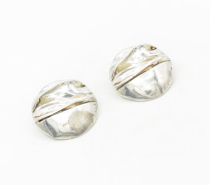 925 Sterling Silver  Vintage Modernist Sculpted Round Drop Earrings  EG8608