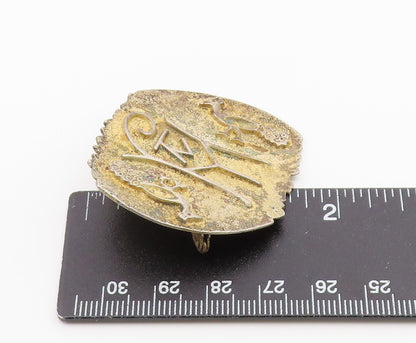 925 Sterling Silver Vintage Brooch Pin Antique Byzantine Monogram Bird  BP12617