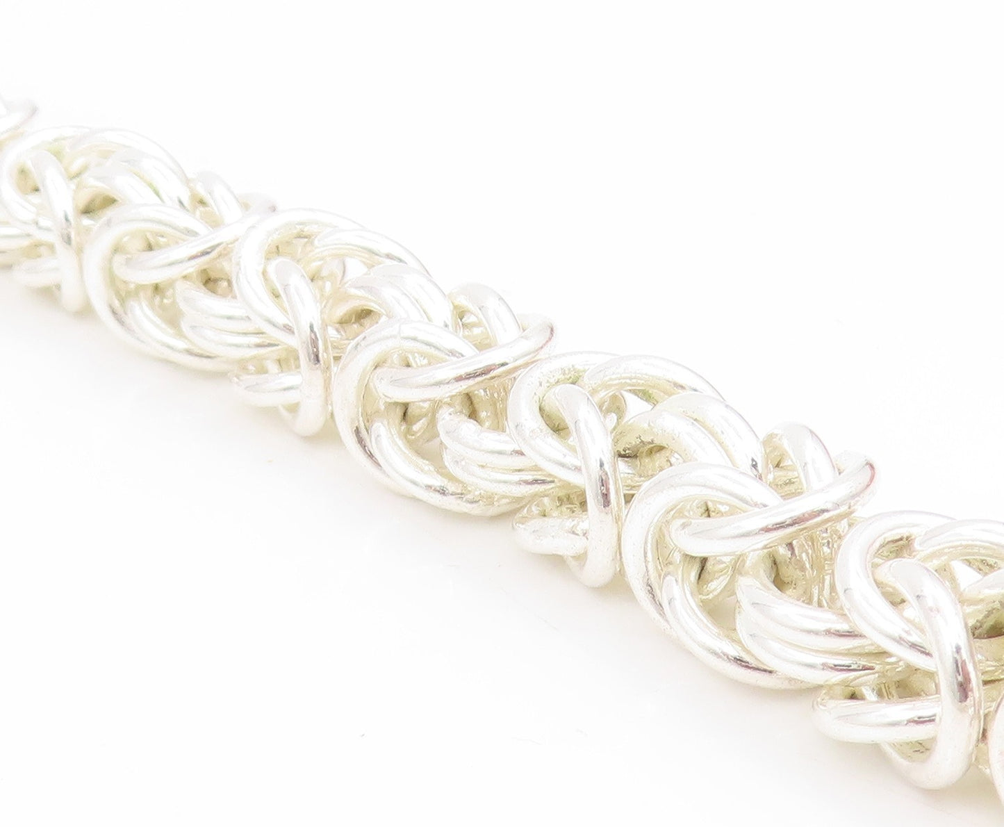 925 Sterling Silver Vintage Necklace Intricate Woven Solid Byzantine Link NE4826