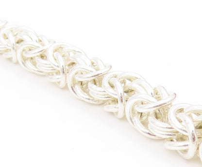 925 Sterling Silver Vintage Necklace Intricate Woven Solid Byzantine Link NE4826