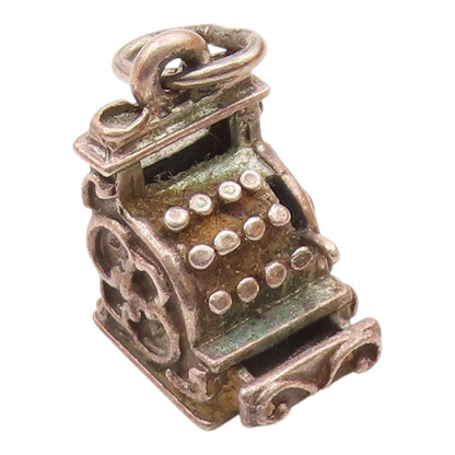 BEAU 925 Silver  Vintage Detailed Antique Cash Register Charm Pendant  PT21719