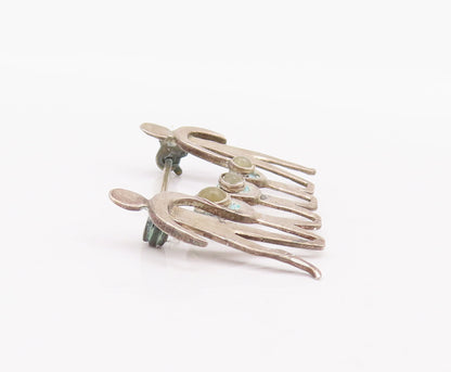 925 Sterling Silver Vintage Brooch Pin GFMW Cutout Happy Carved Family  BP10674