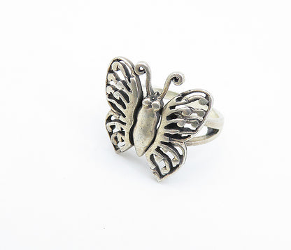 925 Sterling Silver  Vintage Butterfly Motif Split Band Ring Sz 5.5  RG6261