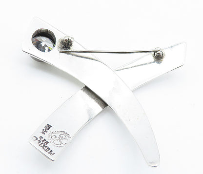 LOS BALLESTEROS MEXICO 925 Silver  Vintage Cubic Zirconia Brooch Pin  BP2815