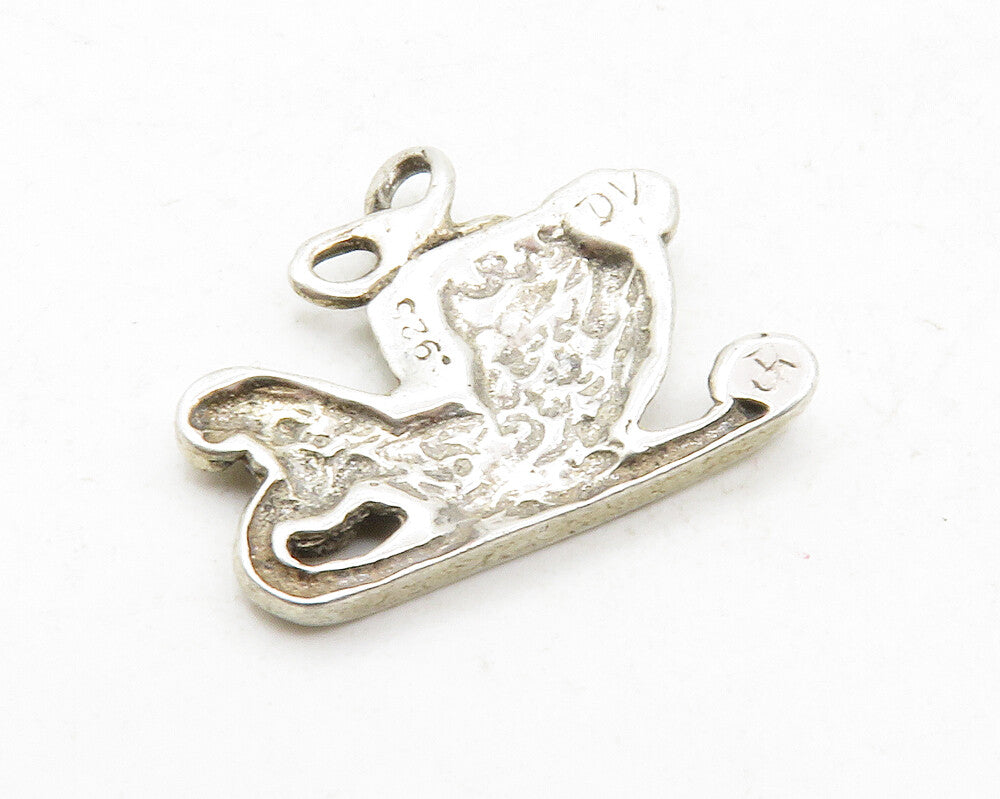 925 Sterling Silver  Vintage Shiny Etched Butterfly Motif Drop Pendant  PT9957