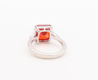 925 Sterling Silver Vintage Ring Square Cut Res & White CZ  Sz 7.5  RG29572