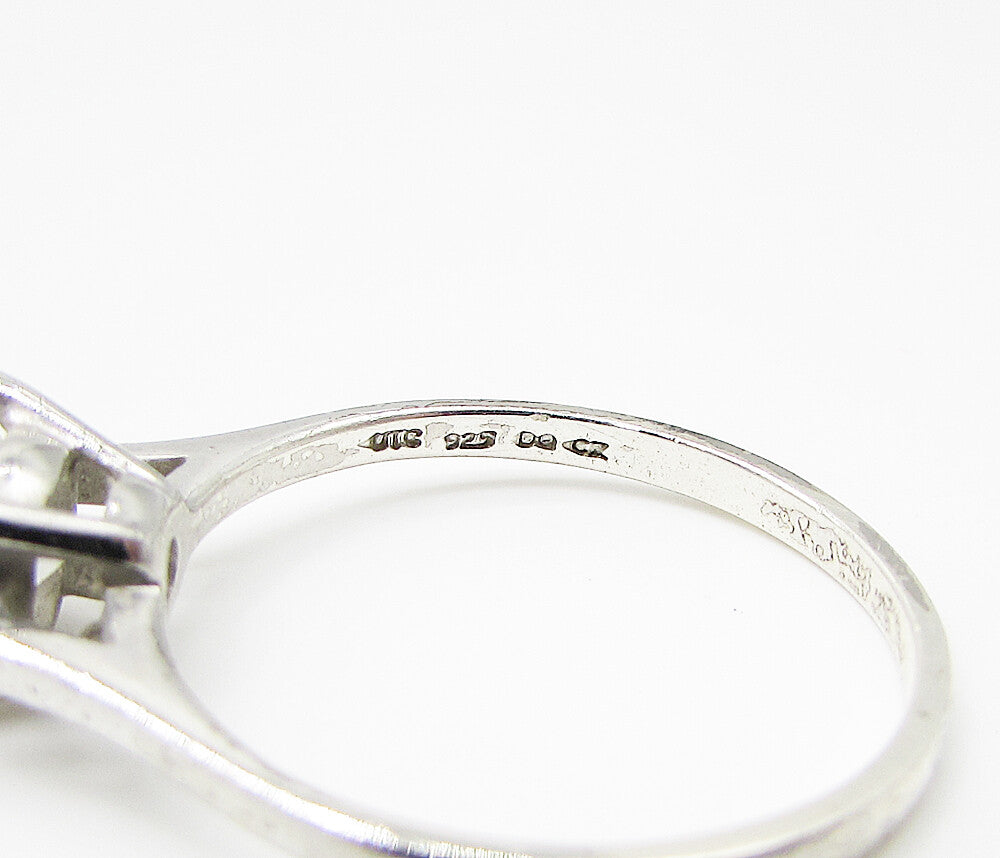925 Sterling Silver  White Cubic Zirconia Engagement Ring Sz 9  RG2962