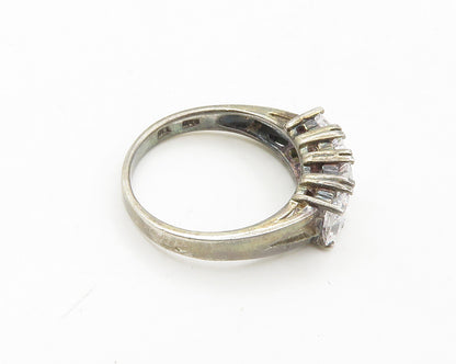 925 Sterling Silver  Vintage Prong Set Cubic Zirconia Band Ring Sz 8  RG19117