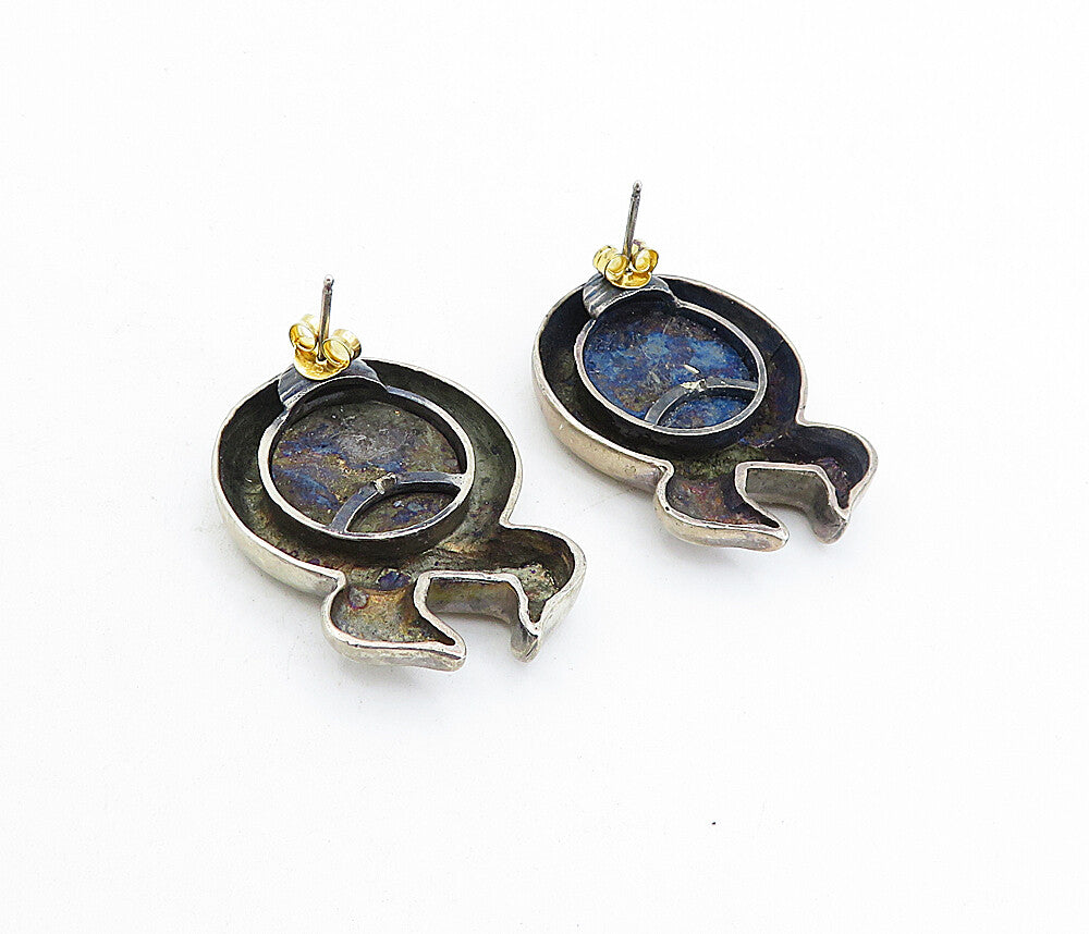 925 Sterling Silver  Vintage Antique Woman's Profile Drop Earrings  EG2610