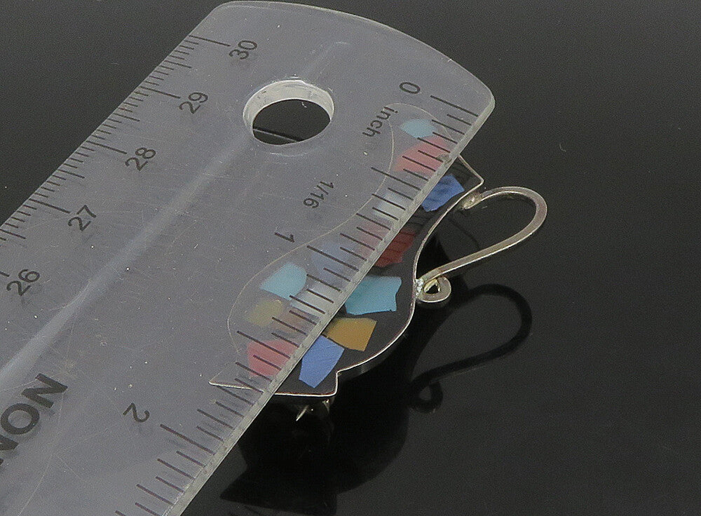 ISRAEL 925 Silver  Vintage Mother Of Pearl Mosaic Vase Brooch Pin  BP9181