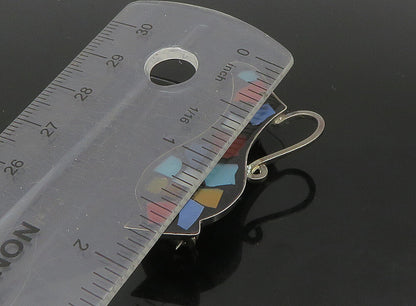 ISRAEL 925 Silver  Vintage Mother Of Pearl Mosaic Vase Brooch Pin  BP9181