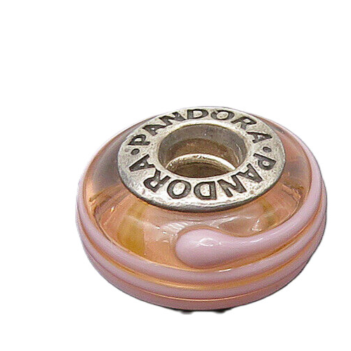PANDORA 925 Sterling Silver  Vintage Pink Enamel Round Slide Pendant  PT18437