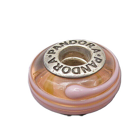 PANDORA 925 Sterling Silver  Vintage Pink Enamel Round Slide Pendant  PT18437