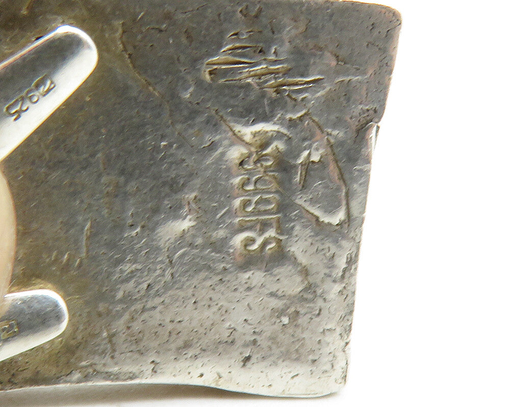 925 Sterling Silver  Vintage Chiseled Music Notes Square Drop Pendant  PT9754