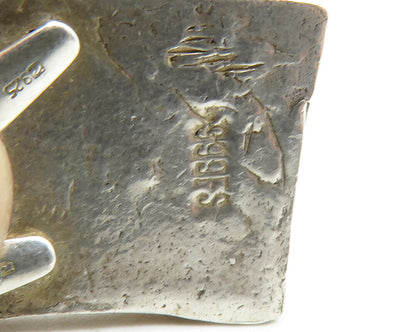 925 Sterling Silver  Vintage Chiseled Music Notes Square Drop Pendant  PT9754