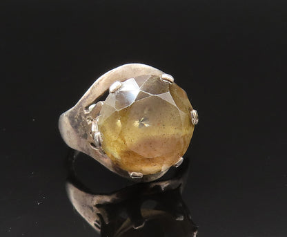 MEXICO 925 Sterling Silver Vintage Split Center Smoky Quartz Ring Sz 7 RG25672