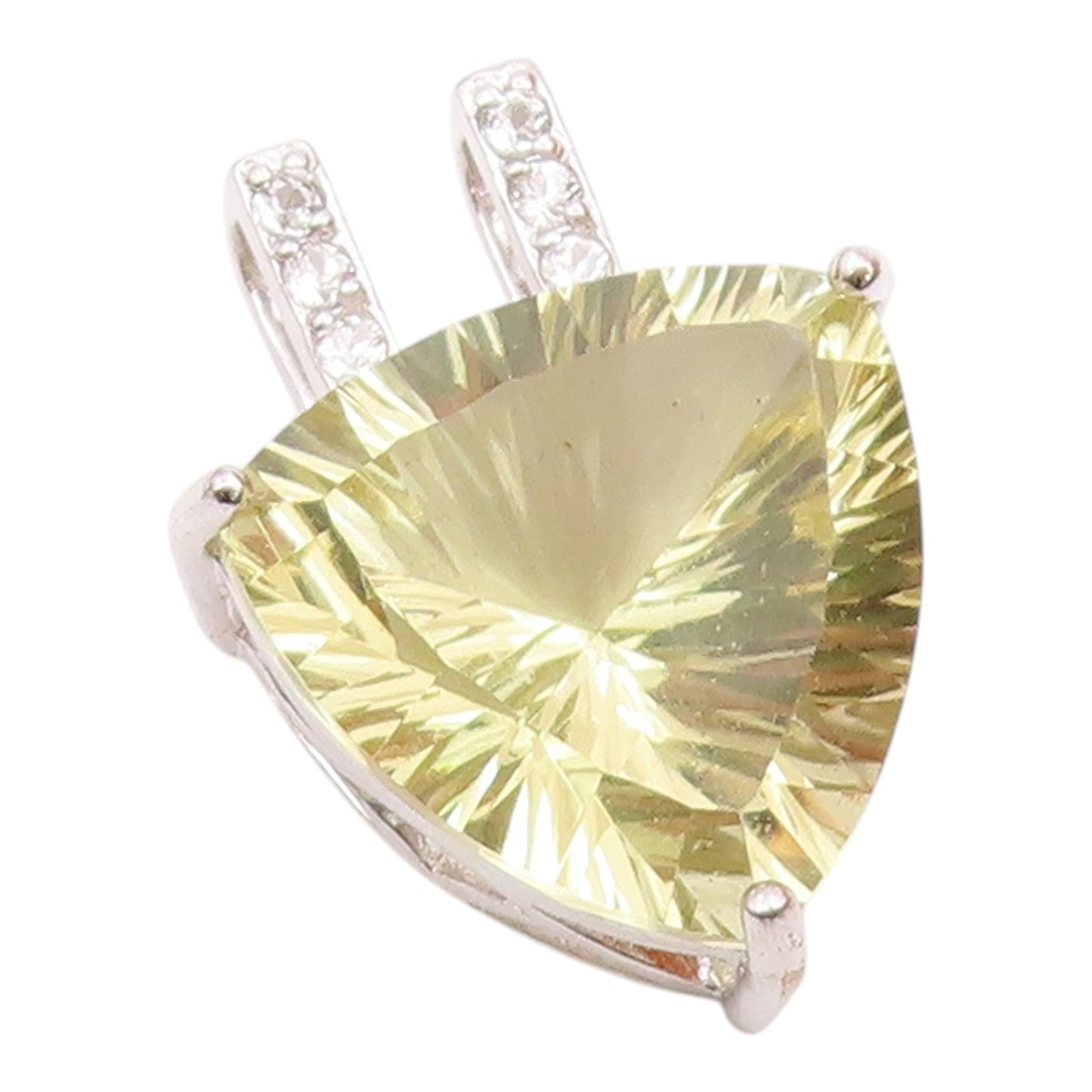 925 Silver  Vintage Beautiful Fancy Yellow & White Topaz Drop Pendant  PT21453
