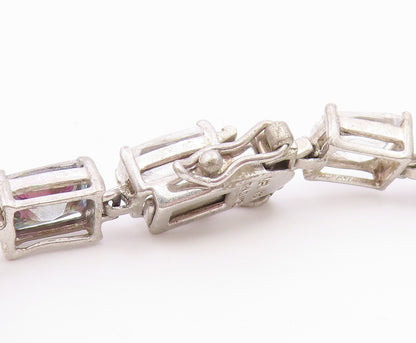 925 Sterling Silver  Vintage Cubic Zirconia & Mystic Topaz Bracelet  BT9518