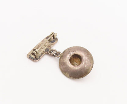925 Sterling Silver Vintage Brooch Pin MEXICO Rope Carved Cowboy Hat  BP10695
