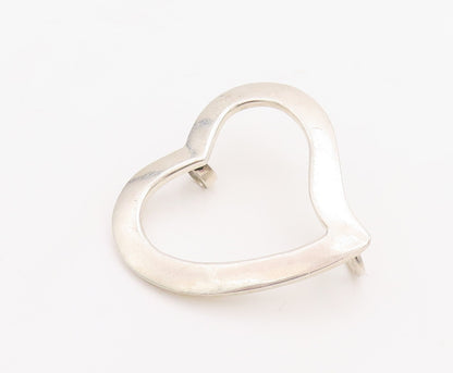 925 Sterling Silver Vintage Pendant Minimalist Solid Cutout Love Heart  PT23523