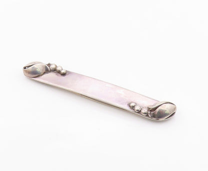 925 Sterling Silver  Vintage Floral Detail Smooth Bar 2 Prong Pin  TR2067
