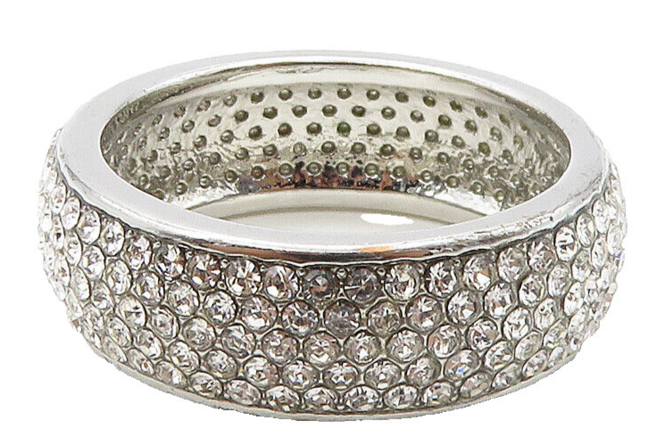 925 Sterling Silver  Cubic Zirconia Encrusted Eternity Ring Sz 8.5  RG15909