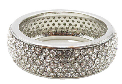 925 Sterling Silver  Cubic Zirconia Encrusted Eternity Ring Sz 8.5  RG15909