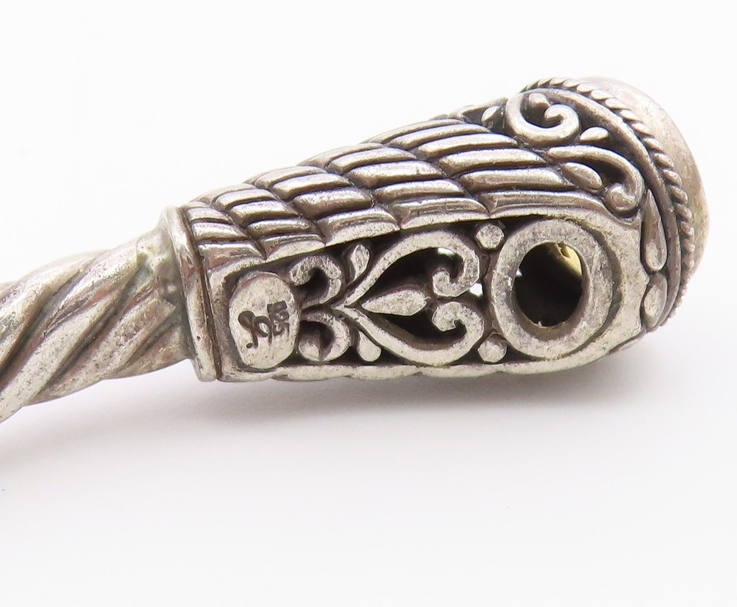 925 Sterling Silver & 18K GOLD  Vintage Citrine Twist Cuff Bracelet  BT8618