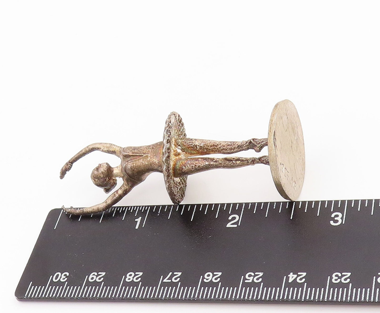925 Sterling Silver Vintage Paper Weight Dark Tone Carved Ballet Dancer  TR3863