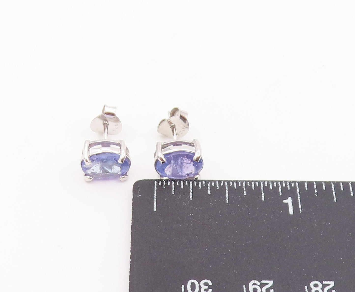 925 Sterling Silver Vintage Earrings Classic Oval Cut Tanzanite Studs  EG14442