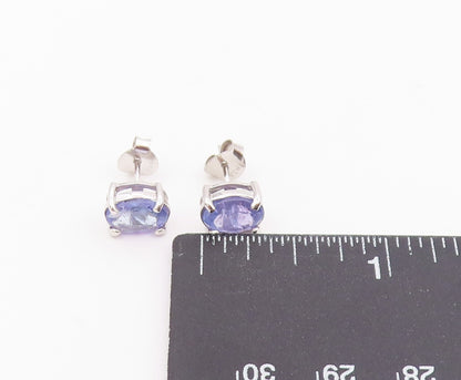 925 Sterling Silver Vintage Earrings Classic Oval Cut Tanzanite Studs  EG14442