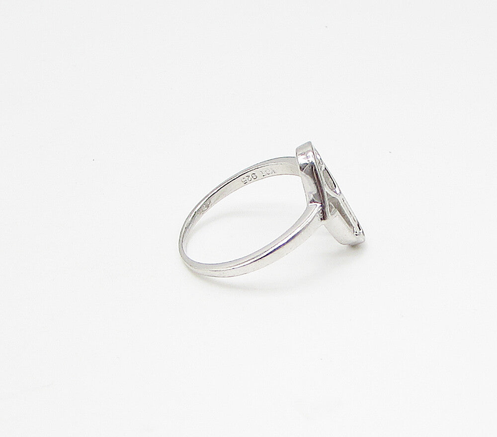 925 Sterling Silver  Cut Out Love Heart Hamsa Band Ring Sz 7  RG3347
