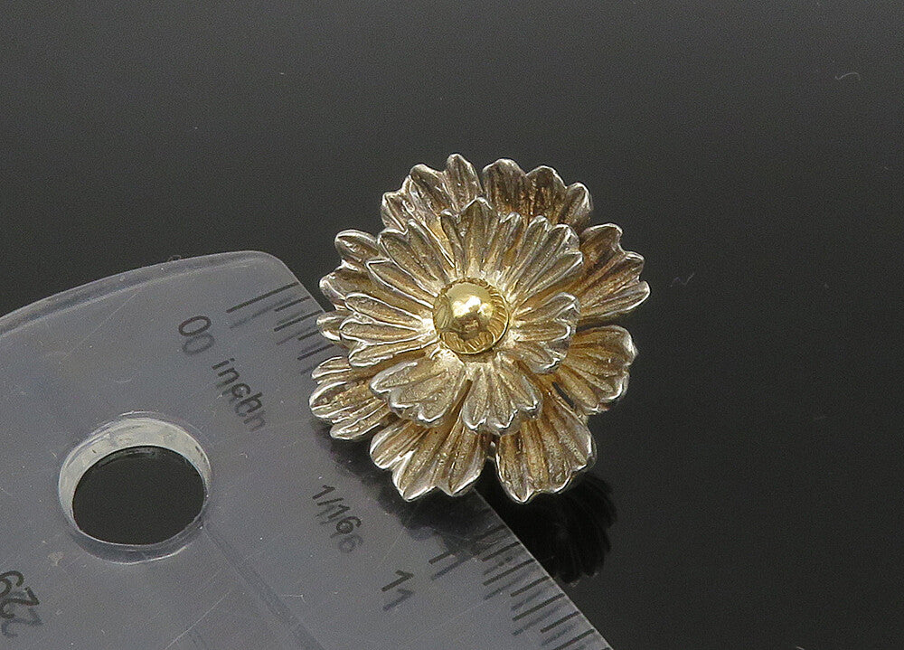 ESPO SIG 925 Silver & 14K GOLD  Vintage Flower Non Pierce Earrings  EG11091