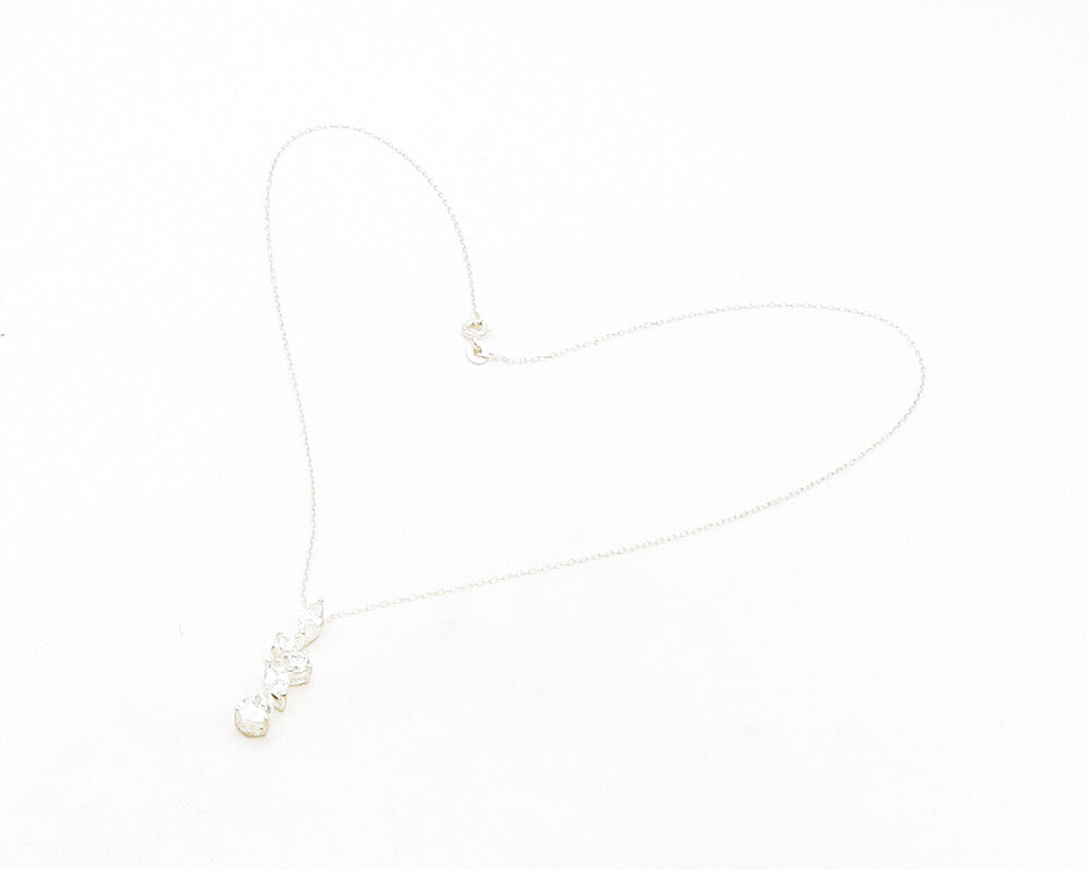925 Sterling Silver Vintage Multi Shape Cubic Zirconia Chain Necklace NE2210