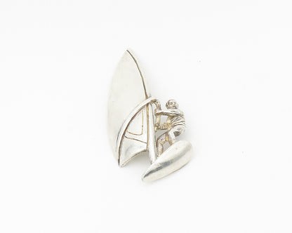 925 Sterling Silver  Vintage Shiny Wind Surfer Sports Motif Trinket  TR2324
