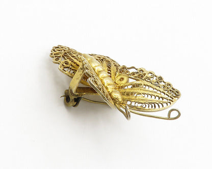 925 Sterling Silver  Vintage Swirl Filigree Butterfly Motif Brooch Pin  BP5641