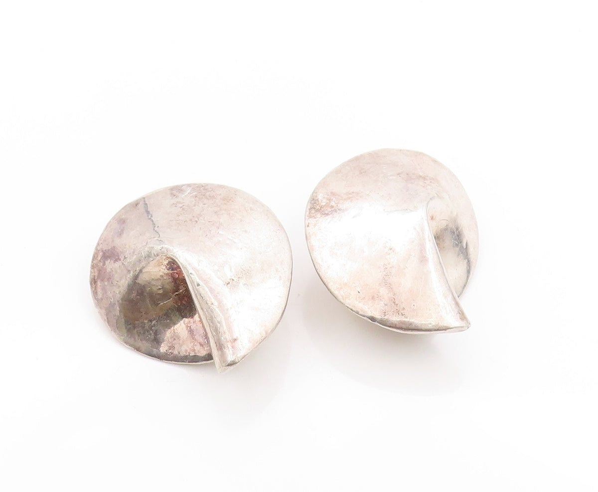 925 Sterling Silver Vintage Earrings Modernist Brutalist Fold Design  EG13607