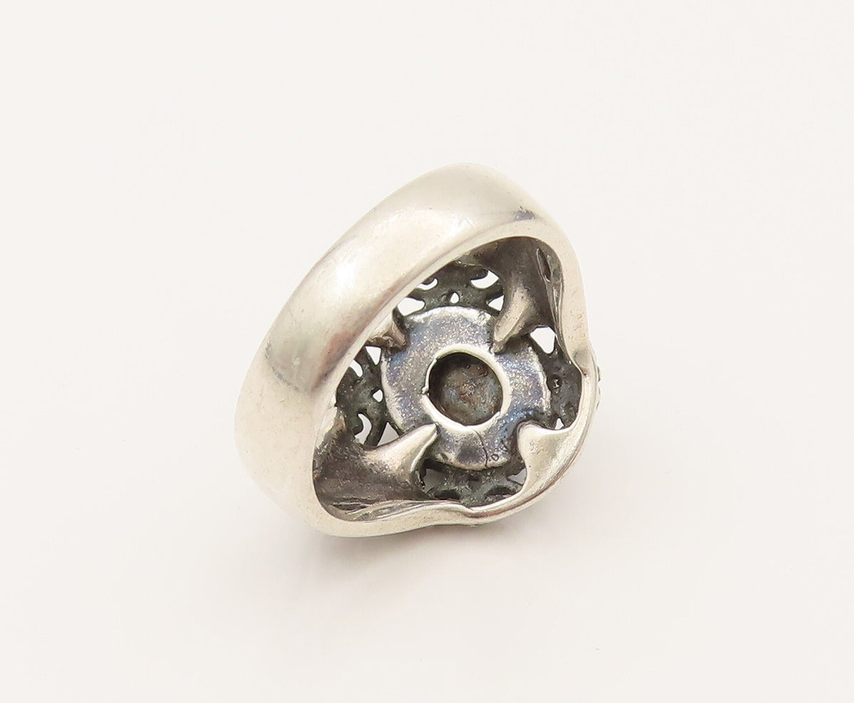 CAROLYN POLLACK 925 Silver  Vintage Floral & Swirl Sodalite Ring Sz 8  RG26402