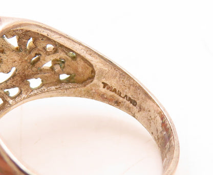 925 Sterling Silver Vintage Ring Designer Swirly Heart Design  Sz 9.5  RG31648