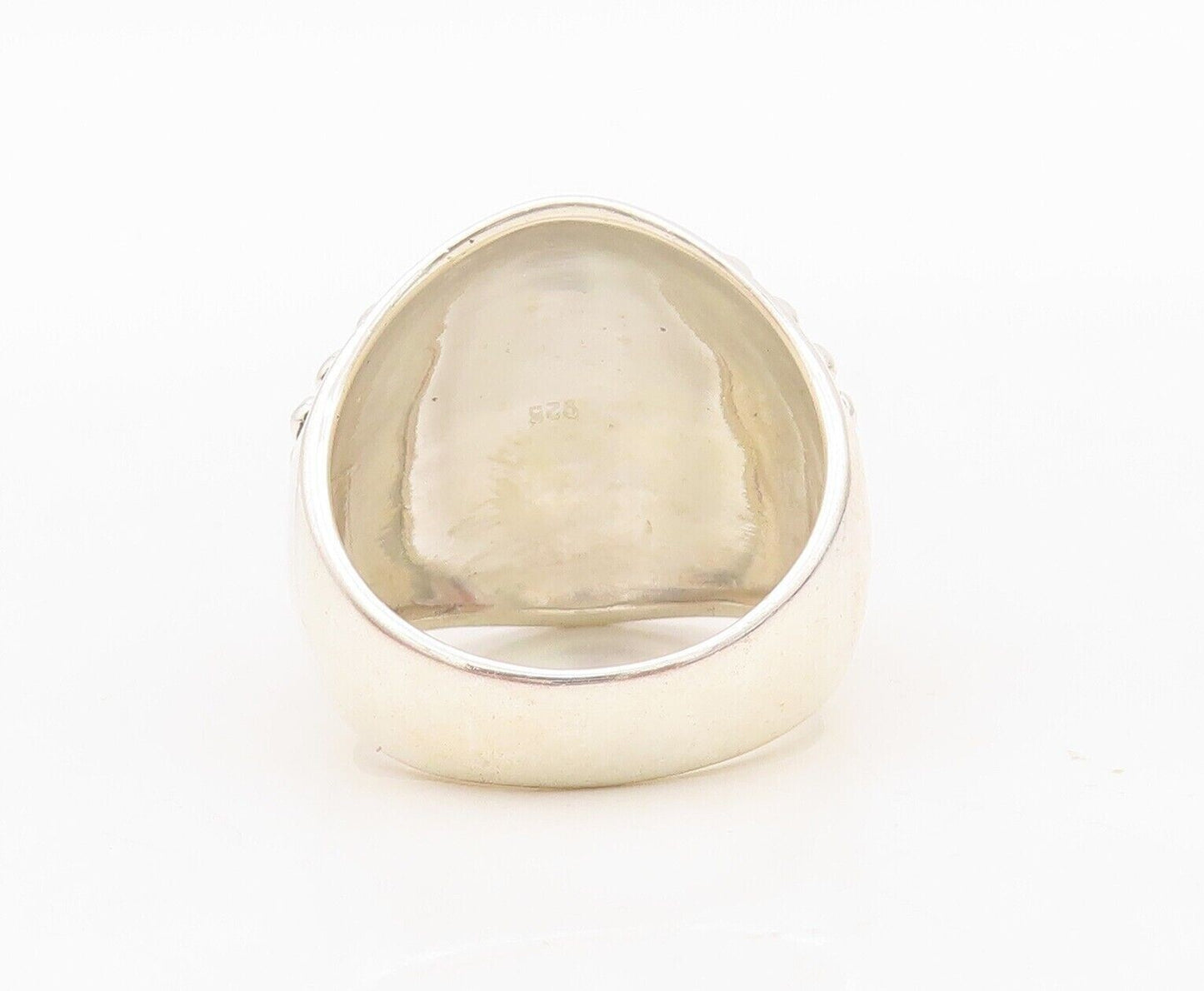 925 Sterling Silver Vintage Ring Solid Bead Design Carved  Sz 7  RG30470