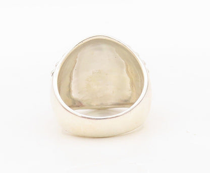 925 Sterling Silver Vintage Ring Solid Bead Design Carved  Sz 7  RG30470